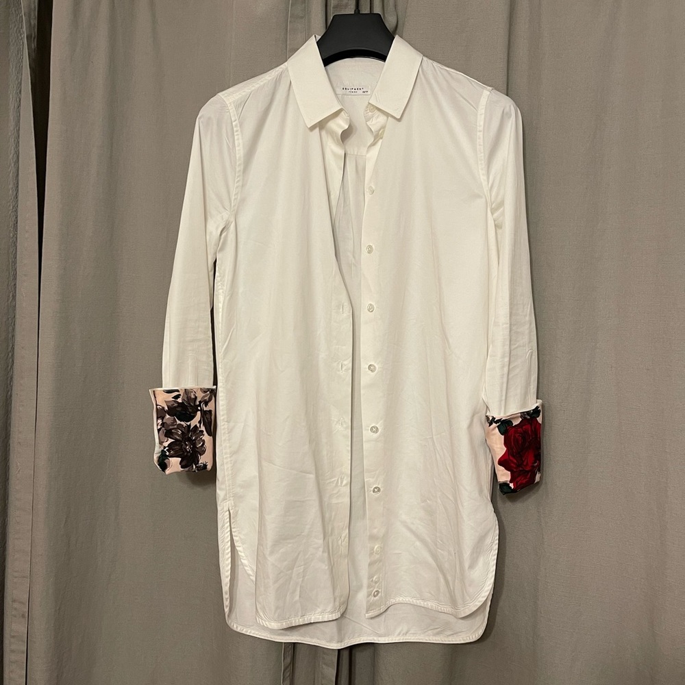 Equipment femme blouse red rose sleeves 100% silk XS/TP
